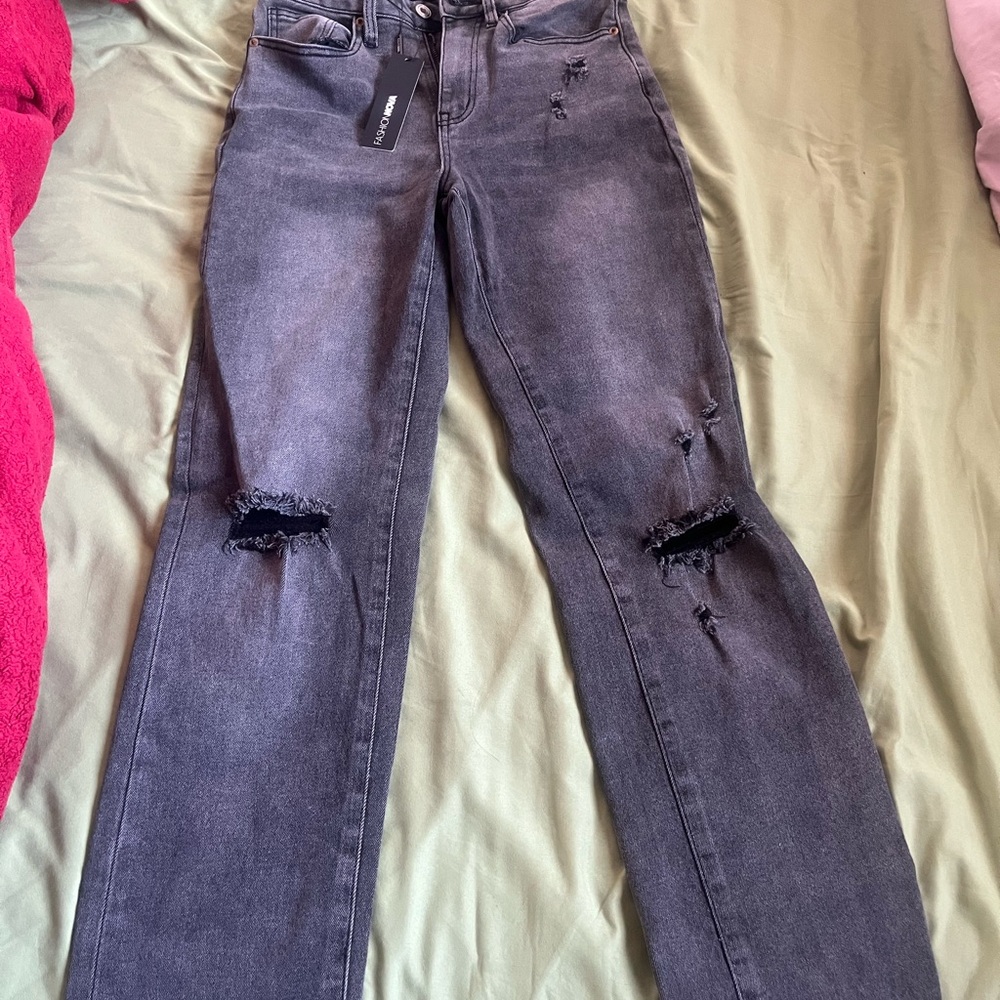 Fashion Nova Black Distressed Women Jeans